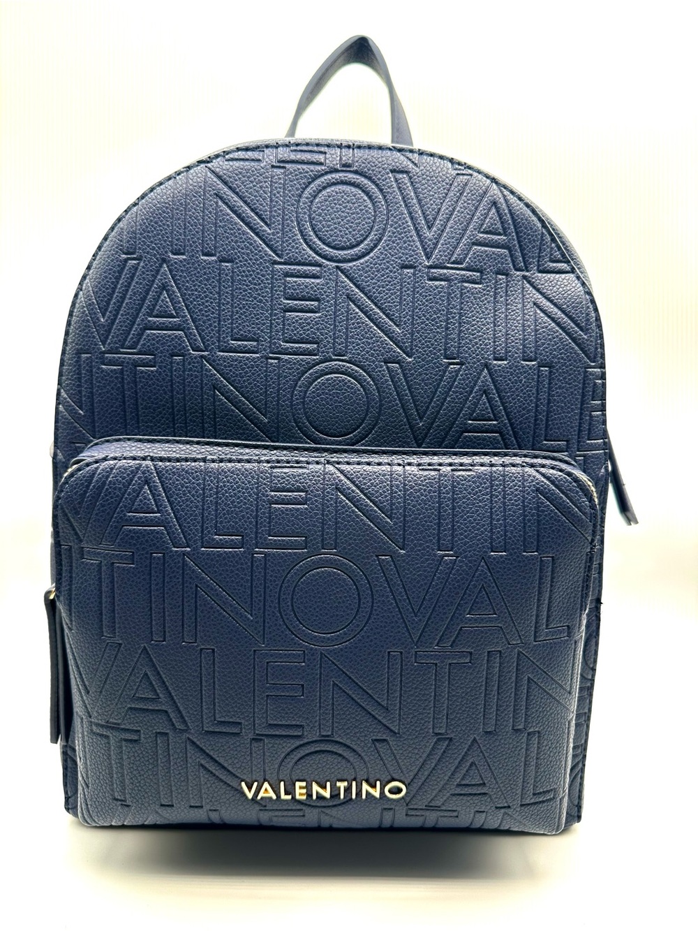 Mario Valentino Navy Embossed Logo Backpack NWT Gold Hardware